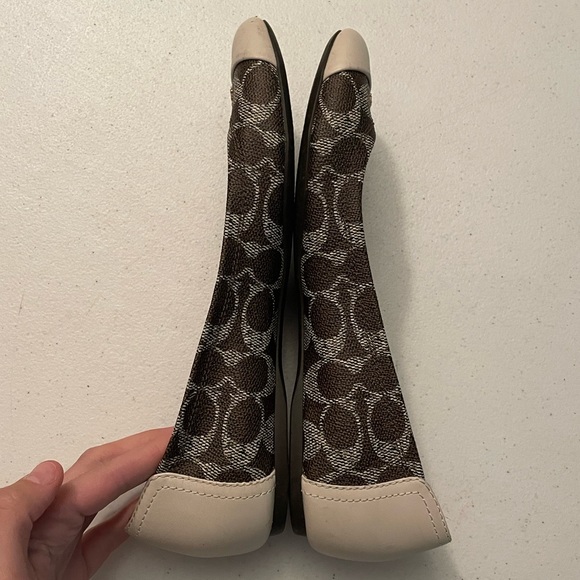 Coach Chelsea Signature Flats Black-Brown/Chalk Size 9 Leather Red - Picture 6 of 10